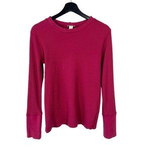 Sundance Red Waffle Knit Long Sleeve Top Medium
